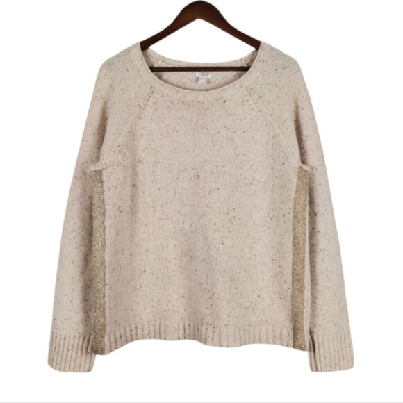 J. CREW FACTORY Donegal Lambswool Blend Sweater With Shimmer Stripes Size L - Picture 1 of 5